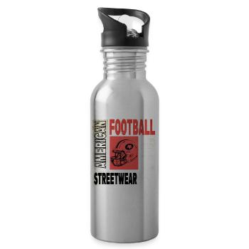 American Football Helm Vintage Retro USA Sport - Trinkflasche mit integriertem Trinkhalm - Lightsilver - Rechts