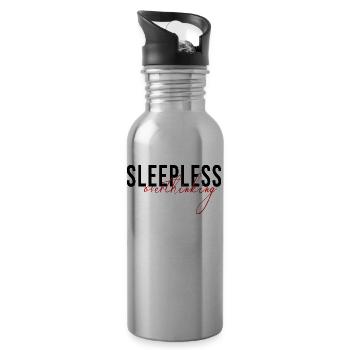 sleepless overthinking - Trinkflasche mit integriertem Trinkhalm - Lightsilver - Rechts