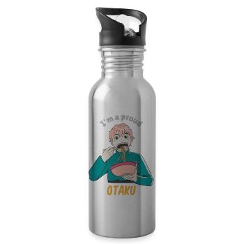 I'm A Proud Otaku Anime & Ramen Designs - Water bottle with straw - silver - Right