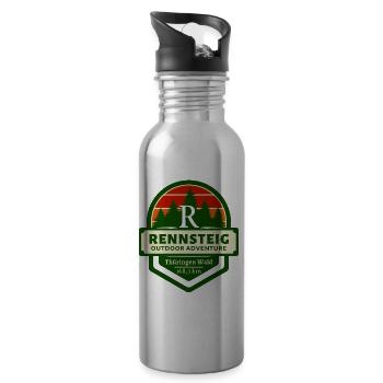 Rennsteig-Höhenweg des Thüringer Waldes - Trinkflasche mit integriertem Trinkhalm - Lightsilver - Rechts