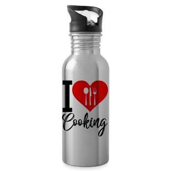 i love cooking - Trinkflasche mit integriertem Trinkhalm - Lightsilver - Rechts
