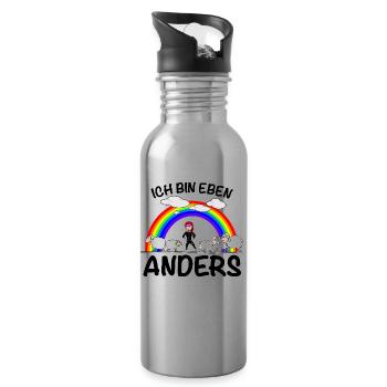 Ich bin eben anders als andere - Trinkflasche mit integriertem Trinkhalm - Lightsilver - Rechts