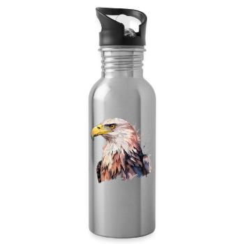 Eagle Head Bird of Prey Bird Animal Nature - Water bottle with straw - silver - Right