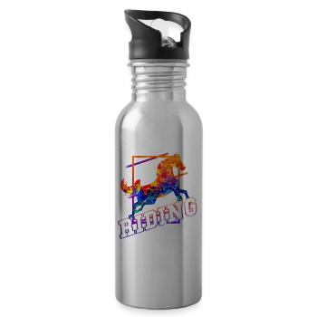 Reiten Reiter Pferd Springen Sport Bunt Vintage - Trinkflasche mit integriertem Trinkhalm - Lightsilver - Rechts