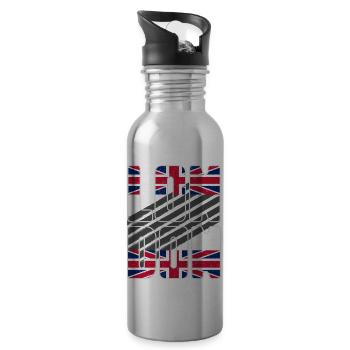London England Vereinigtes Königreich Reise - Trinkflasche mit integriertem Trinkhalm - Lightsilver - Rechts