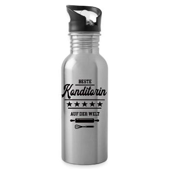 Beste Konditorin Weltbeste Bäckerin Konditorei - Trinkflasche mit integriertem Trinkhalm - Lightsilver - Rechts