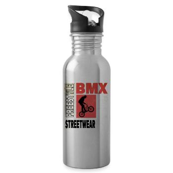 BMX Fahrrad Biker Stunt Trick Freestyle Vintage - Trinkflasche mit integriertem Trinkhalm - Lightsilver - Rechts