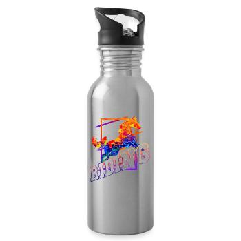 Reiten Reiter Pferd Springen Sport Bunt Vintage - Trinkflasche mit integriertem Trinkhalm - Lightsilver - Rechts