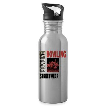 Bowling Bowling Bowling Ball Pins Bowling Players - Water bottle with straw - silver - Right