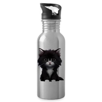 Chat Propriétaire Chat Domestique Chaton - Gourde avec paille intégrée - argent clair - Droite