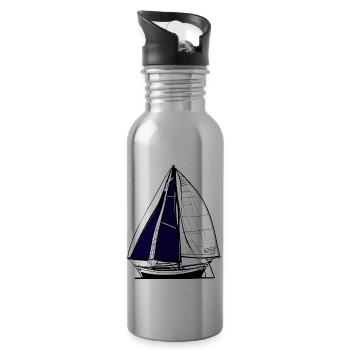 Segeln Segelboot Segelsport Segler Segelschiff - Trinkflasche mit integriertem Trinkhalm - Lightsilver - Rechts