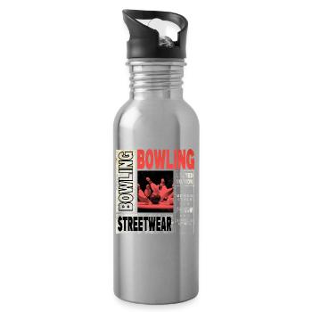 Bowling Bowling Bowling Ball Pins Bowling Players - Water bottle with straw - silver - Right
