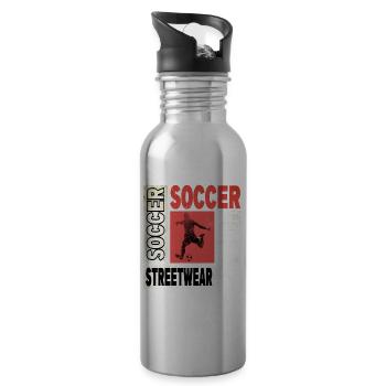 Soccer Soccer Player Soccer Player Sports Fan Club - Water bottle with straw - silver - Right