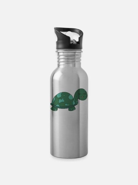 Turtle - Water bottle with straw - silver
