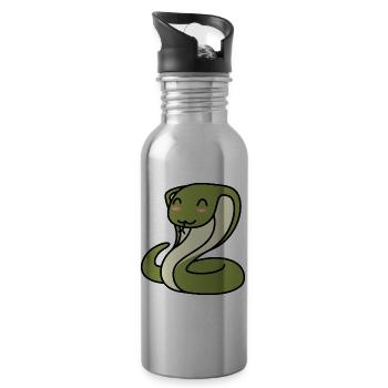 Snake Cobra Comic Animal - Water bottle with straw - silver - Right