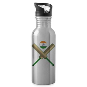Cricketspieler | Cricket Sport Team Geschenkideen - Trinkflasche mit integriertem Trinkhalm - Lightsilver - Rechts