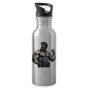 Bodybuilder Bodybuilding Muscles - Water bottle with straw - silver - Right