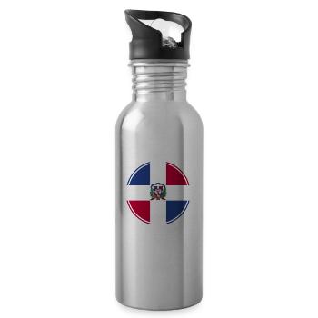 Dominikanische Republik | Dominikaner Geschenkidee - Trinkflasche mit integriertem Trinkhalm - Lightsilver - Rechts