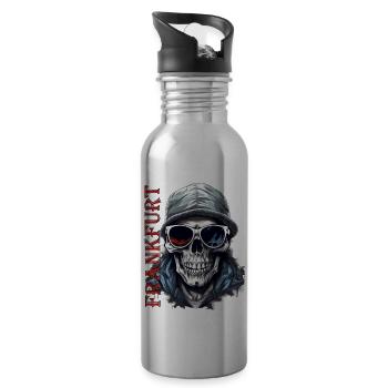 Frankfurt Design pour les ultras et les fans de Francfort - Gourde avec paille intégrée - argent clair - Droite