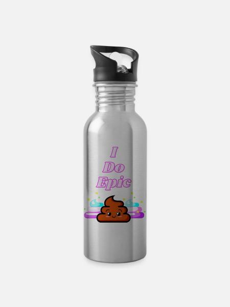 I Do Epic Shit - Trinkflasche mit integriertem Trinkhalm - Lightsilver