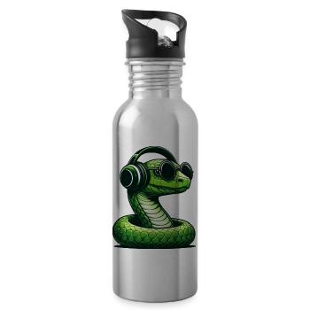 Serpent avec lunettes de soleil et écouteurs - Gourde avec paille intégrée - argent clair - Droite