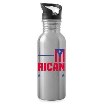 Puerto Rico Geschenkidee | Puerto Ricaner Heimat - Trinkflasche mit integriertem Trinkhalm - Lightsilver - Rechts