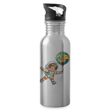 4 Children's Birthday Astronaut Astronaut Earth - Water bottle with straw - silver - Right