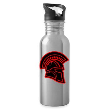 Spartan Head Warrior Sparta Helmet - Water bottle with straw - silver - Right