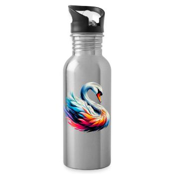 Cygne - Gourde avec paille intégrée - argent clair - Droite