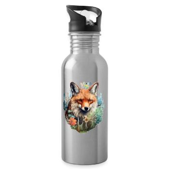 Fuchskopf - Trinkflasche mit integriertem Trinkhalm - Lightsilver - Rechts