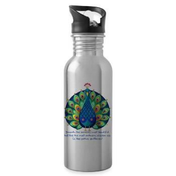 Erbärmlicher Pfau - Trinkflasche mit integriertem Trinkhalm - Lightsilver - Rechts
