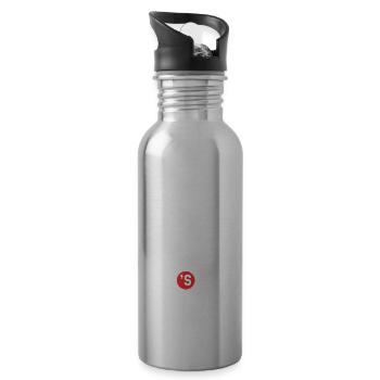 Vintage 70s 1970s - Water bottle with straw - silver - Right