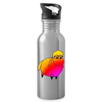 Wolly Sheepling Rainbow Retro wave Gaming - Trinkflasche mit integriertem Trinkhalm - Lightsilver - Rechts