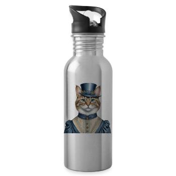 Madame chat - Gourde avec paille intégrée - argent clair - Droite