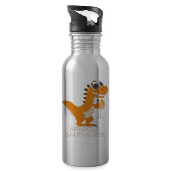 APEROLO Saufus Rex T-Rex. Party Alkohol Spruch - Trinkflasche mit integriertem Trinkhalm - Lightsilver - Rechts