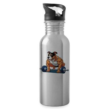 Amstaf Gym stemmt Gewichte Strongman - Trinkflasche mit integriertem Trinkhalm - Lightsilver - Rechts
