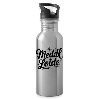 Meddl Loide - Deutsche Memes - Trinkflasche mit integriertem Trinkhalm - Lightsilver - Rechts