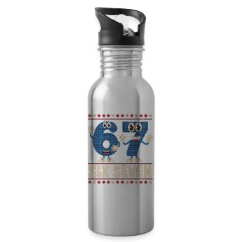 6 7 Sechs Sieben Meme – Weihnachten Kids Gaming - Trinkflasche mit integriertem Trinkhalm - Lightsilver - Rechts