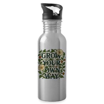 Grow Your Own Way - Water bottle with straw - silver - Right