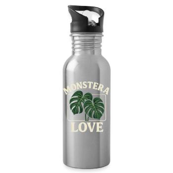 Monstera Love - Water bottle with straw - silver - Right