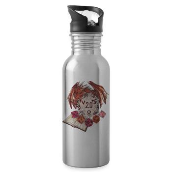 Rollenspiel Tabletop D20 Würfel Game Master - Trinkflasche mit integriertem Trinkhalm - Lightsilver - Rechts