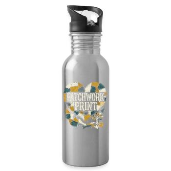Patchwork Print - Water bottle with straw - silver - Right