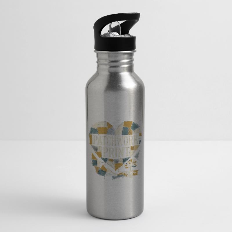 Patchwork Print Water bottle with straw