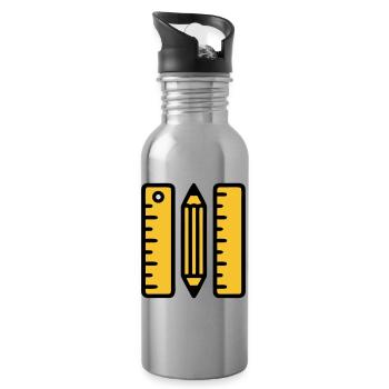 Pen Rulers Drawing Architecture - Water bottle with straw - silver - Right