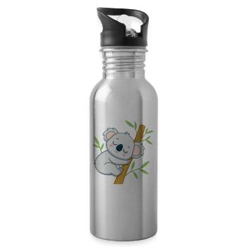 Koala dormeur sur branche - Gourde avec paille intégrée - argent clair - Droite