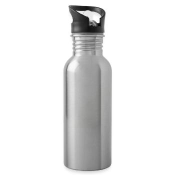 Moonlit Night Cat Silhouette - Water bottle with straw - silver - Right