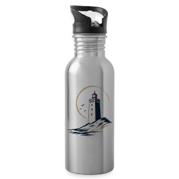 Rubjerg Knude Lighthouse – Denmark - Water bottle with straw - silver - Right