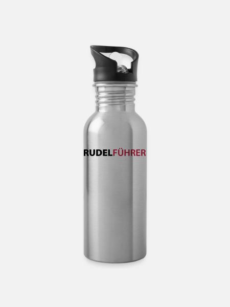 Rudelführer Hunde - Trinkflasche mit integriertem Trinkhalm - Lightsilver