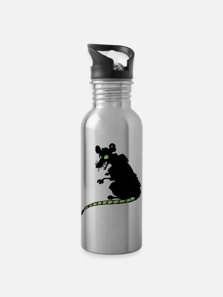 Miese Ratte - Trinkflasche mit integriertem Trinkhalm - Lightsilver