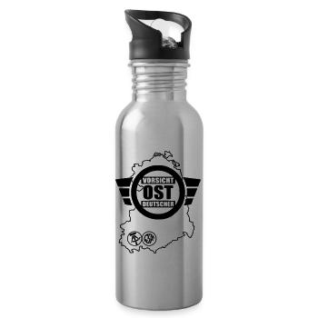 Vorsicht Ost Deutscher - Trinkflasche mit integriertem Trinkhalm - Lightsilver - Rechts